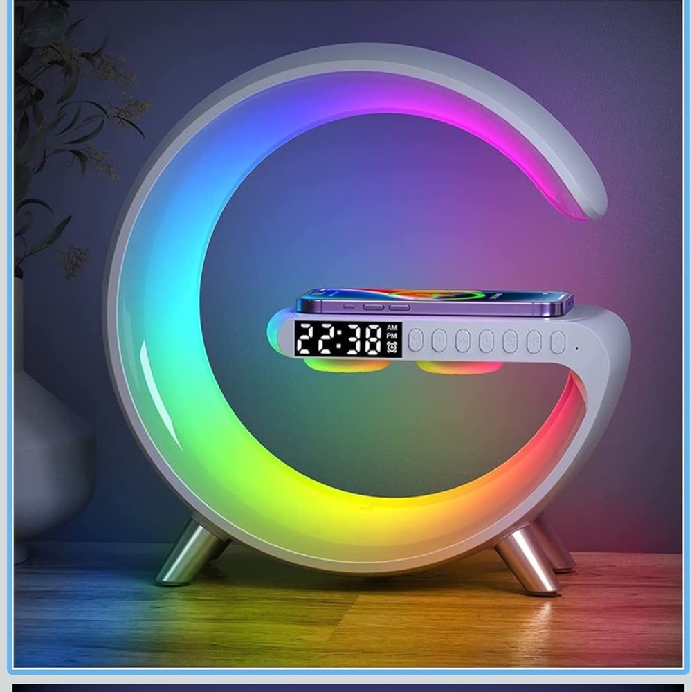 Smart LED Table Lamp, 4 N 1 Charger, Nightlight, Alarm Clock ,Bluetooth - Picture 8 of 9